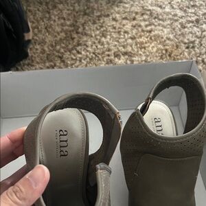 a.n.a Women's Taupe Perforated Mules